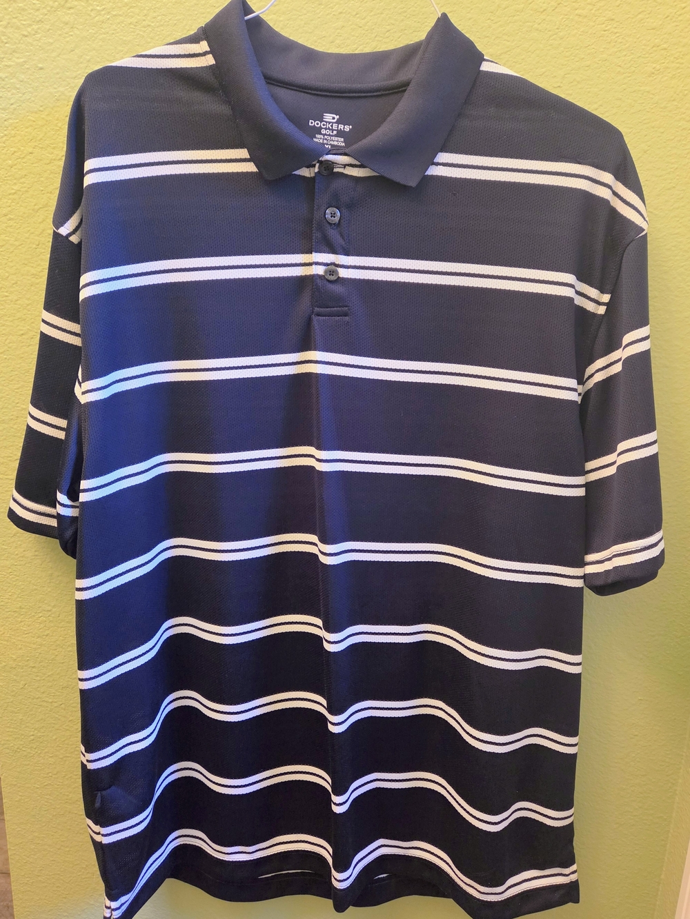 Dockers Navy and White Striped Polo Shirt